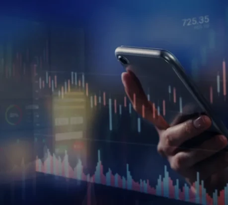 Close up view of digital indicators displayed on a dark smartphone UI