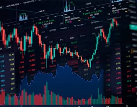 Bright green financial candlestick bars showing strong market momentum